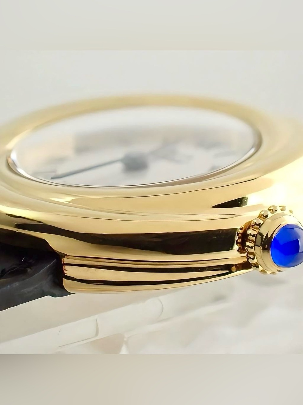 AUTHENTIC RARE VINTAGE CARTIER TRINITY BLACK LEATHER WATCH - WITH BOX - Picture 12 of 16